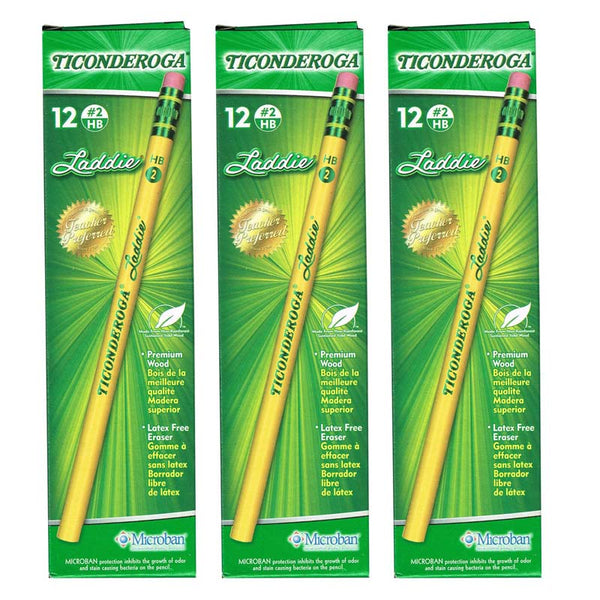 Laddie® Intermediate Pencils with Eraser, 12 Per Pack, 3 Packs