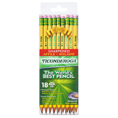 Pencils, #2 Soft, Yellow, Presharpened, Pack of 18