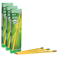 Original Ticonderoga® Pencils, No. 1 Extra Soft Yellow, Unsharpened, 12 Per Box, 3 Boxes