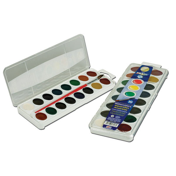 Semi-Moist Washable Watercolor Set, 16 Colors