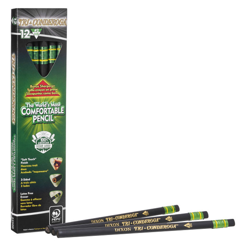 Tri-Conderoga™ 3-Sided Pencils with Sharpener, Pack of 12