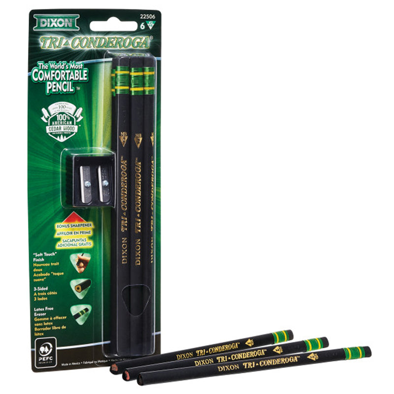 Tri-Conderoga™ 3-Sided Pencils with Sharpener, Pack of 6