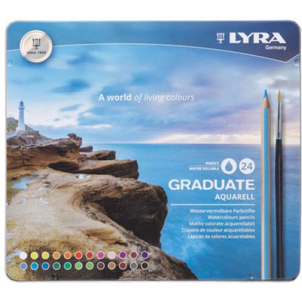 Graduate Aquarell Colored Pencils, Metal Box of 24