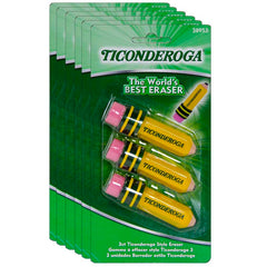 Erasers, Pencil Shaped, Yellow, 3 Per Pack, 6 Packs