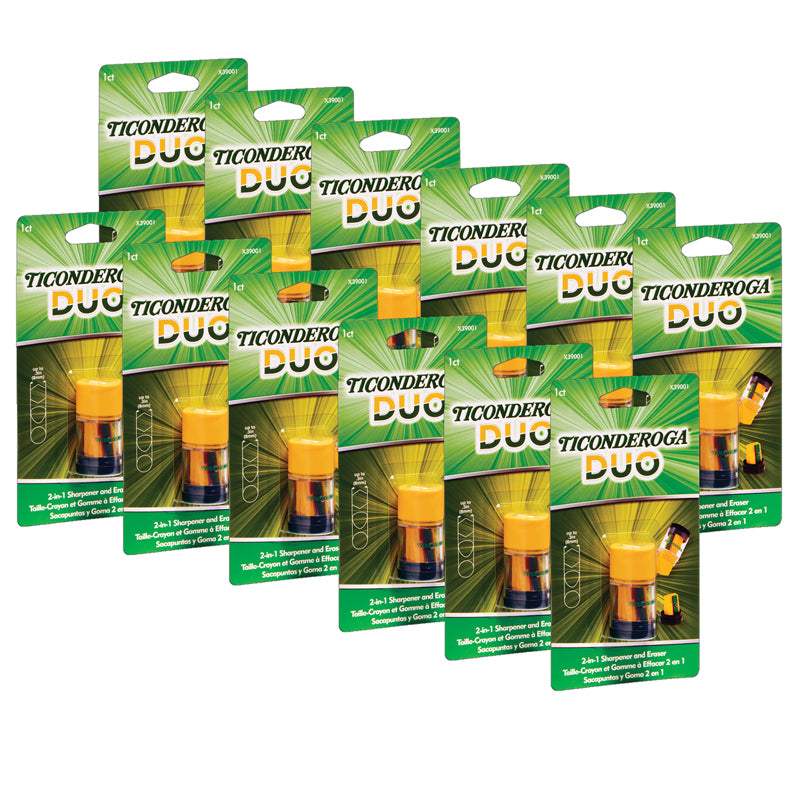 DUO Sharpener/Eraser, Green and Yellow, Pack of 12