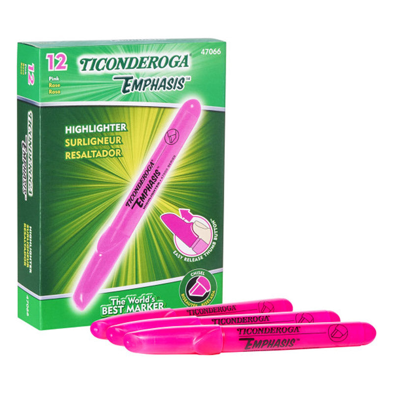 Emphasis™ Highlighters, Desk Style, Chisel Tip, Pink, Pack of 12