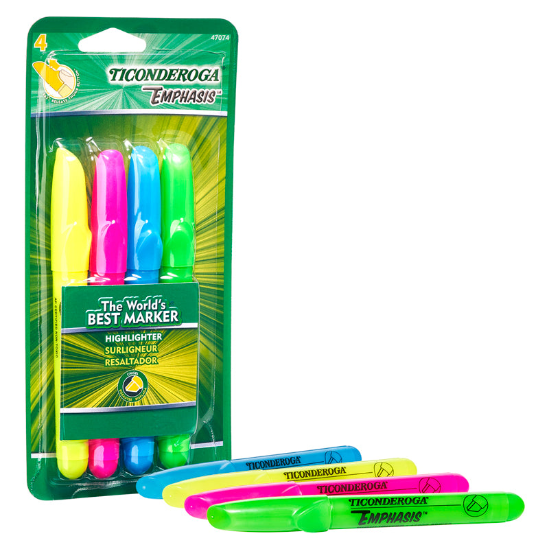 Emphasis™ Highlighters, Desk Style, Chisel Tip, 4 Assorted Colors