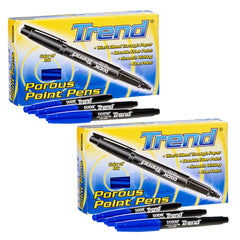 Trend Porous Point Pens, Blue, 12 Per Pack, 2 Packs