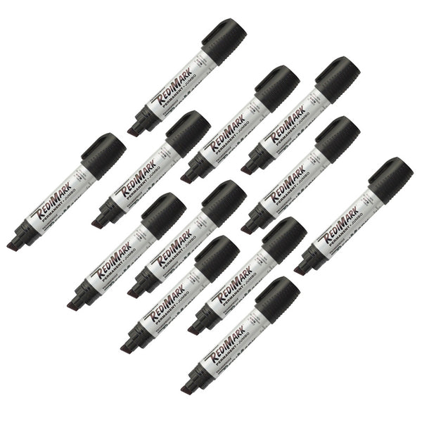 RediMark Jumbo Permanent Marker, Black, Pack of 12