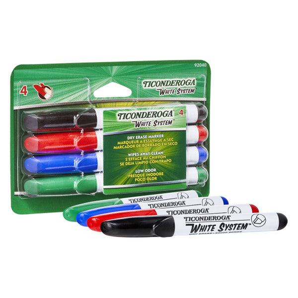 Dry Erase Markers, Chisel Tip, 4 Assorted Colors