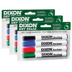 Dry Erase Markers Wedge Tip, 4 Colors Per Set, 3 Sets