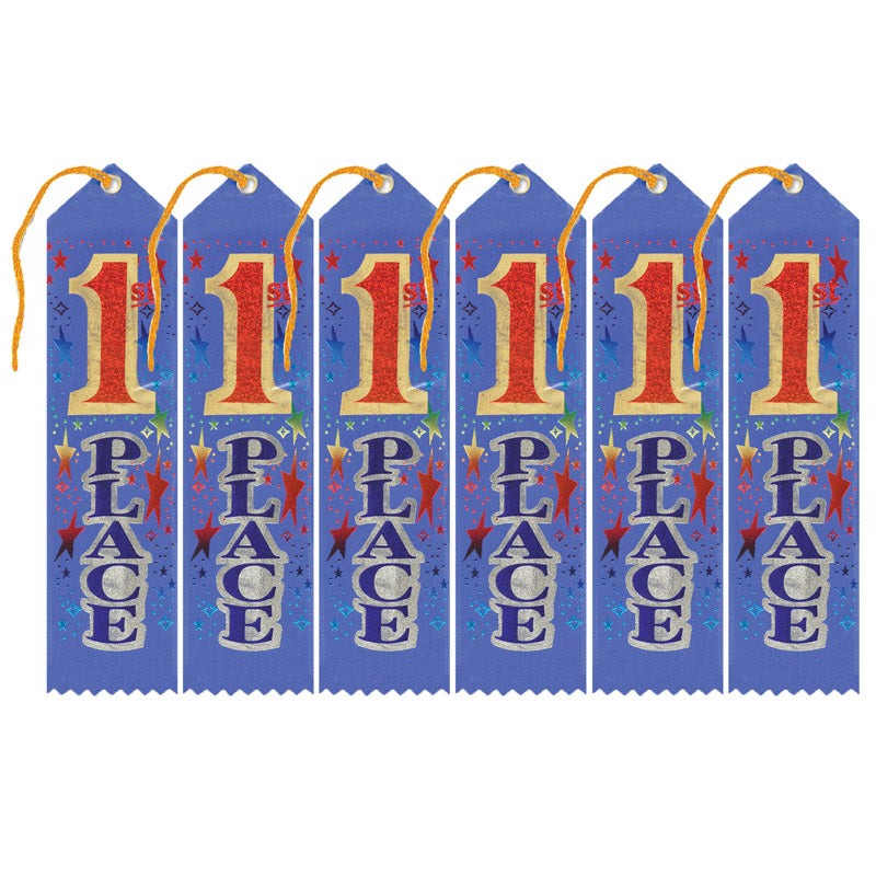 1st Place Award Ribbon, 2" x 8", Pack of 6