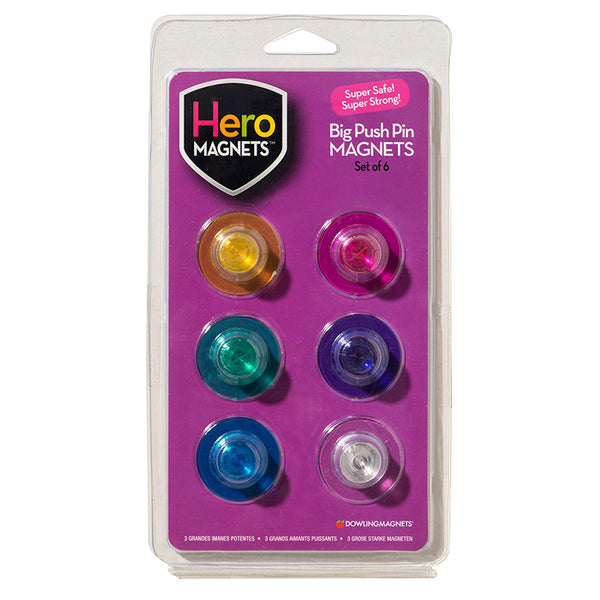 Hero Magnets™ Big Push Pin Magnets, Set of 6