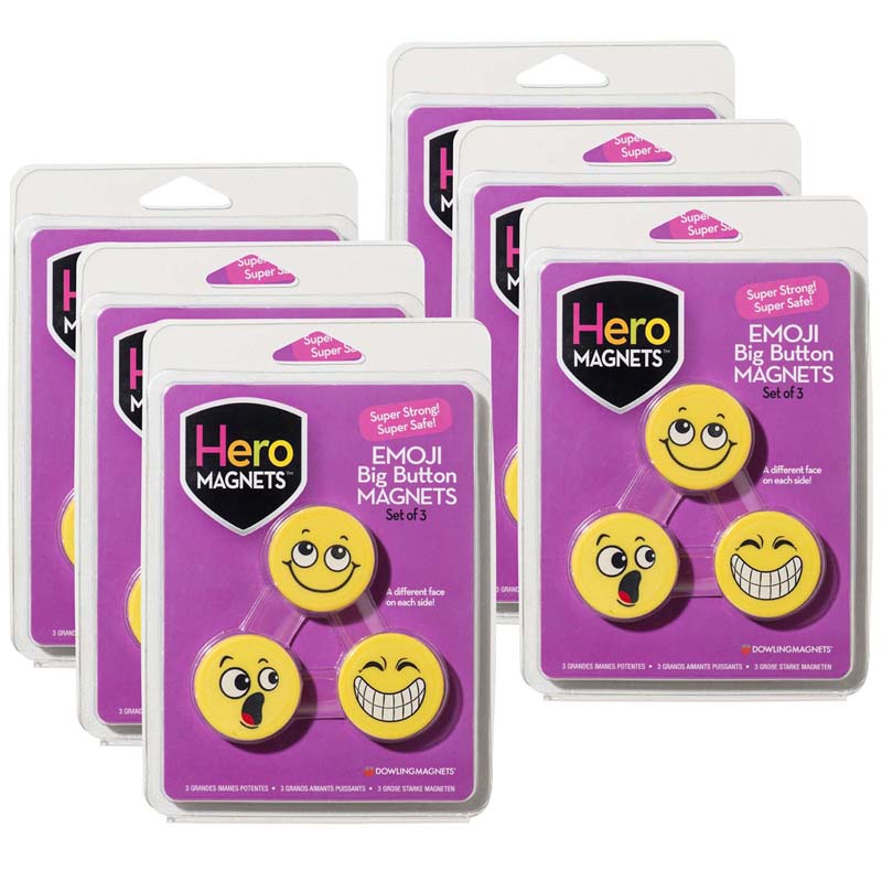 Hero Magnets: Emoji Big Button Magnets, 3 Per Pack, 6 Packs