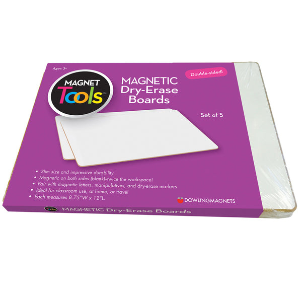 Magnetic Dry Erase Boards, Double-Sided Blank/Blank, Set of 5