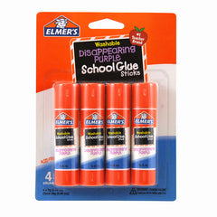 Washable School Glue Sticks, Disappearing Purple, 4-Pack