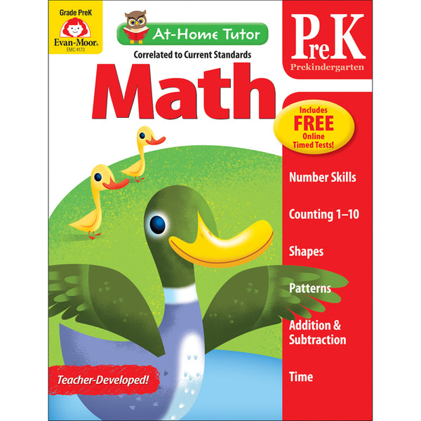 At-Home Tutor: Math Activity Book, Grade Pre-K