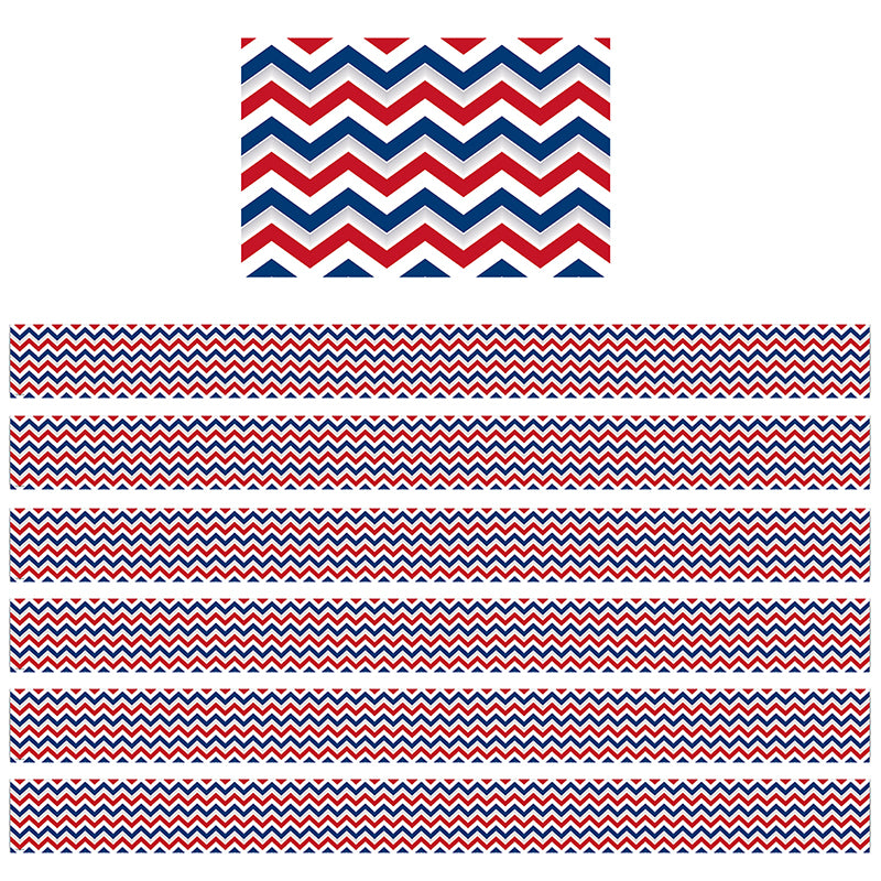 Patriotic Chevron Spotlight Border, 35 Feet Per Pack, 6 Packs