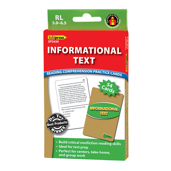 Informational Text Reading Comprehension Practice Cards, Green Level