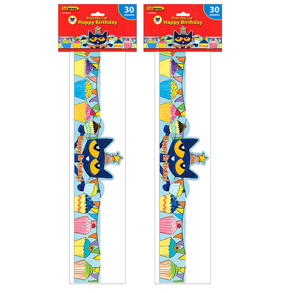 Pete the Cat Happy Birthday Crowns, 30 Per Pack, 2 Packs