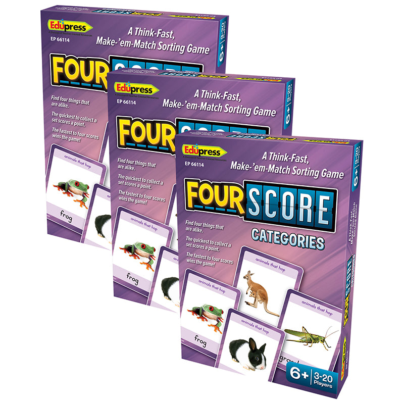 Four Score: Categories Card Game, Pack of 3