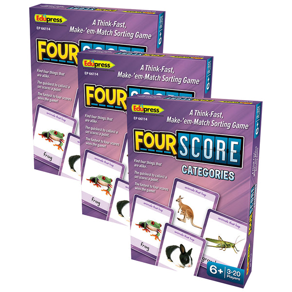 Four Score: Categories Card Game, Pack of 3