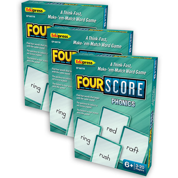 Four Score: Phonics Card Game, Pack of 3