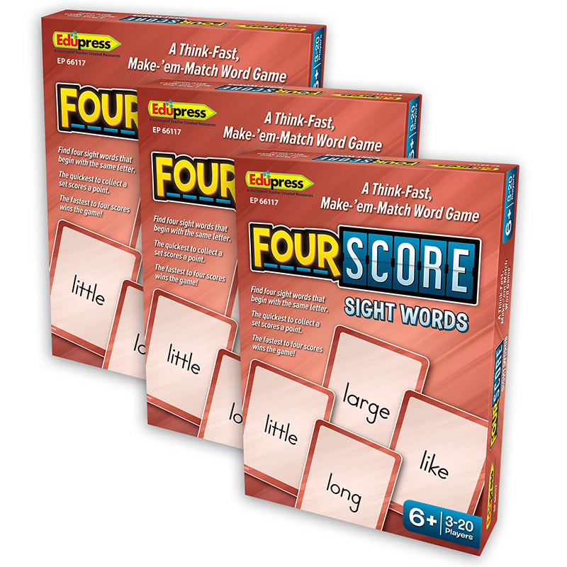 Four Score: Sight Words Card Game, Pack of 3