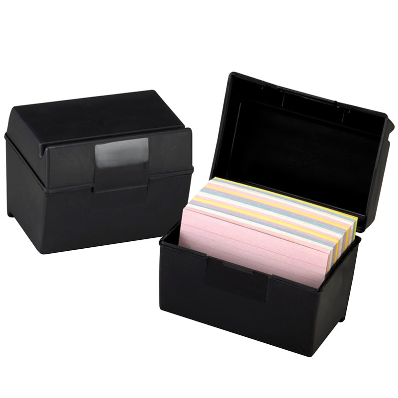 Plastic Index Box, 4" x 6", 400 Card Capacity, Black