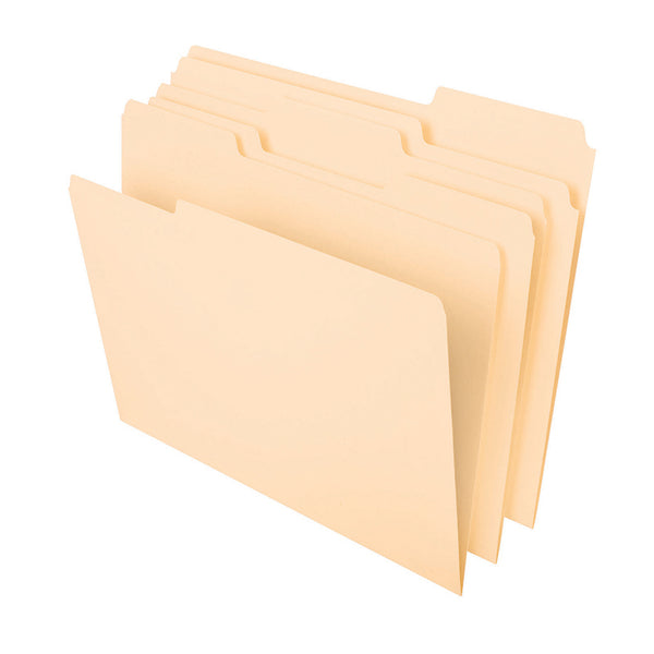 File Folders, Letter Size, Manila, 1/3 Cut, Box of 100