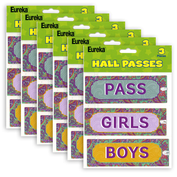 Positively Paisley Hall Passes, 6" x 2", 3 Per Set, 6 Sets