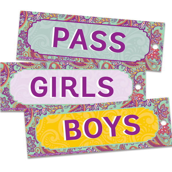 Positively Paisley Hall Passes, 6" x 2", Set of 3