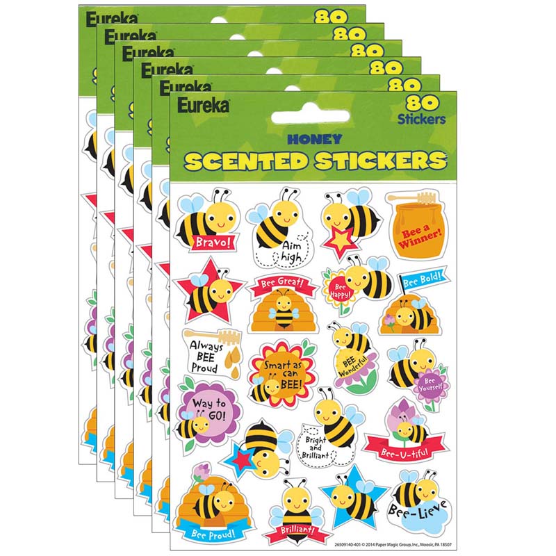 Honey Scented Stickers, 80 Per Pack, 6 Packs