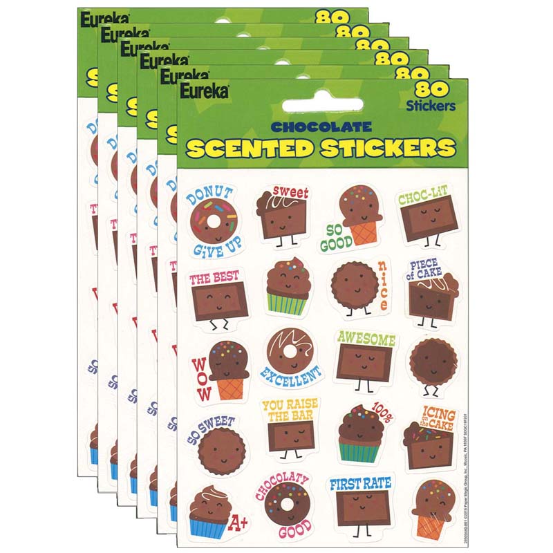 Chocolate Scented Stickers, 80 Per Pack, 6 Packs