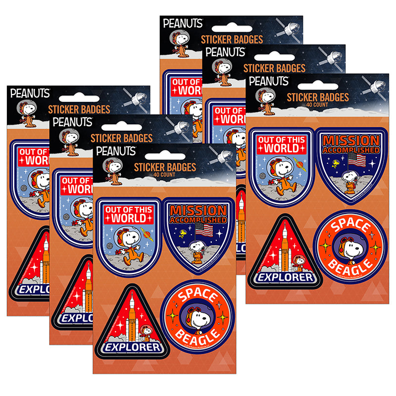 Peanuts® NASA Sticker Badges, 40 Per Pack, 6 Packs