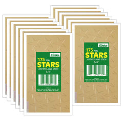 Presto-Stick Foil Star Stickers, 3/4", Gold, 175 Per Pack, 12 Packs