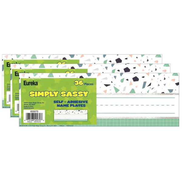 Simply Sassy Self-Adhesive Name Plates, 36 Per Pack, 3 Packs