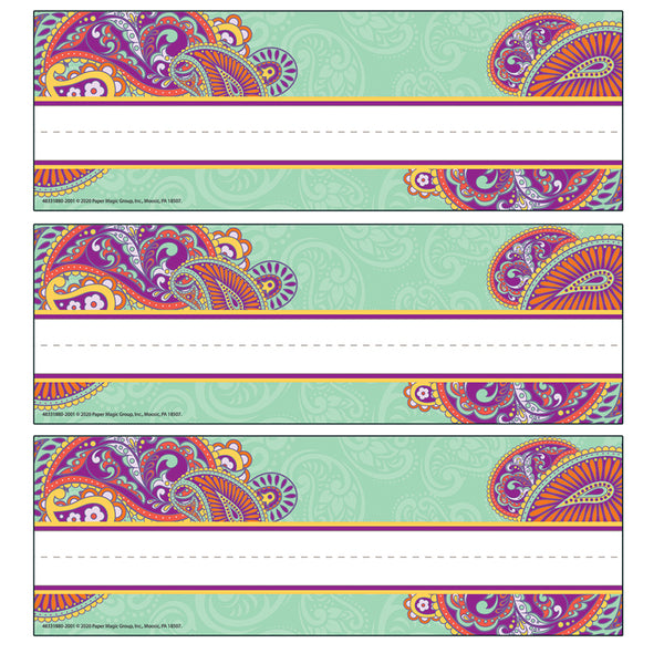 Positively Paisley Self-Adhesive Name Plates, 9-5/8" x 3-1/4", 36 Per Pack, 3 Packs