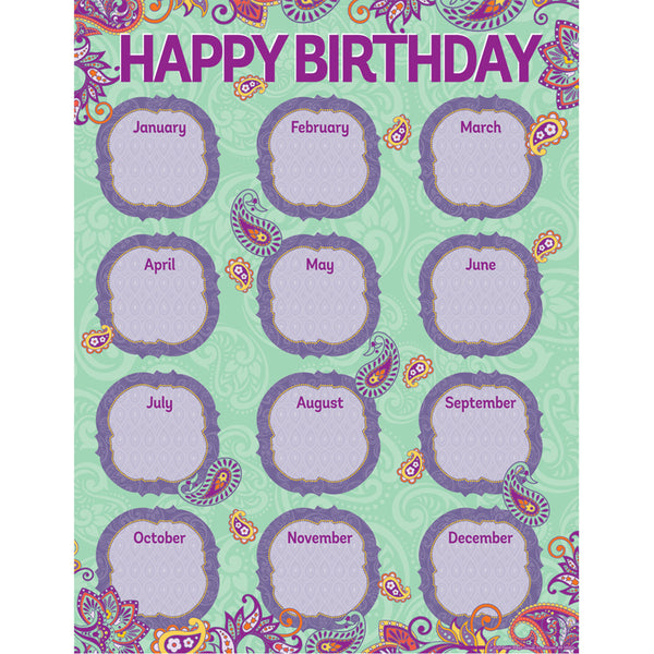 Positively Paisley Birthday Chart, 17" x 22"