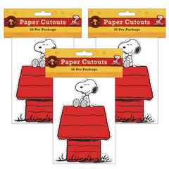 Snoopy® on Dog House Paper Cut Outs, 36 Per Pack, 3 Packs