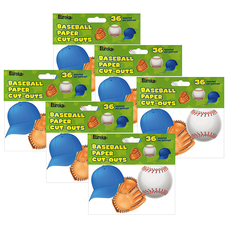 Baseball Assorted Cut Outs, 36 Per Pack, 6 Packs