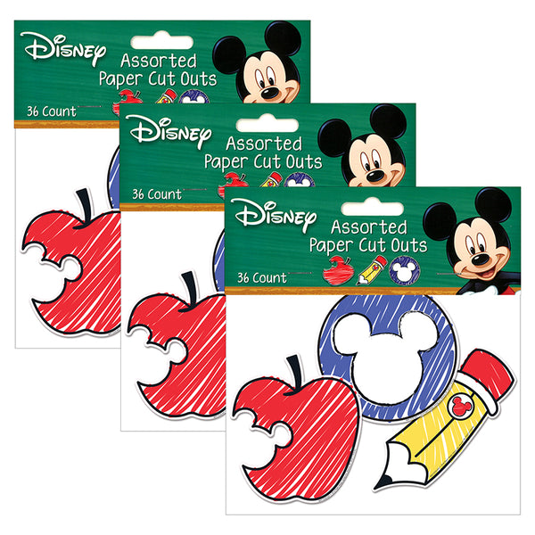 Mickey Color Pop! Paper Cut Outs, 36 Per Pack, 3 Packs