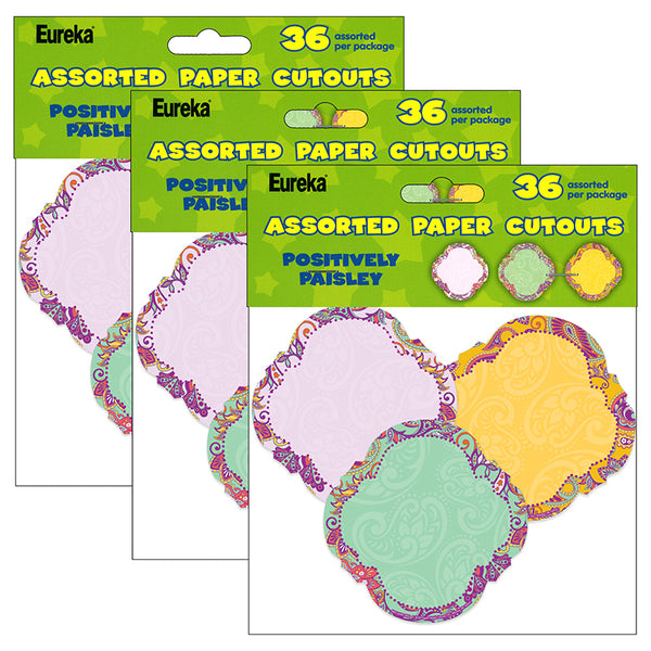 Positively Paisley Paper Cut Outs, 36 Per Pack, 3 Packs