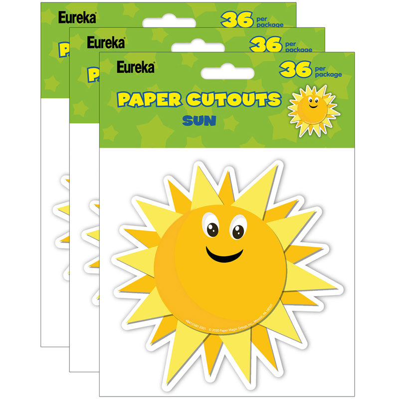 Growth Mindset Sun Paper Cut Outs, 36 Per Pack, 3 Packs