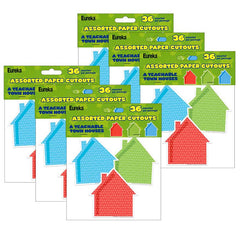 A Teachable Town Assorted Houses Paper Cut-Outs, 36 Per Pack, 6 Packs