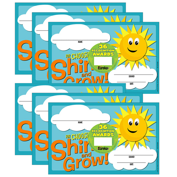 Growth Mindset Choosing to Shine & Grow Recognition Award, 36 Per Pack, 6 Packs