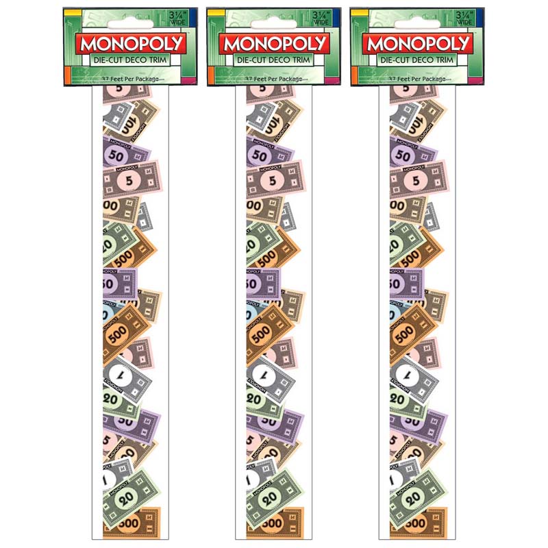 Monopoly™ Money Extra Wide Die Cut Deco Trim®, 37 Feet Per Pack, 3 Packs