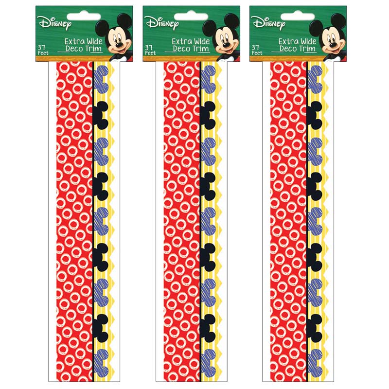 Mickey® Color Pop! Peeking Head Extra Wide Deco Trim®, 37 Feet Per Pack, 3 Packs