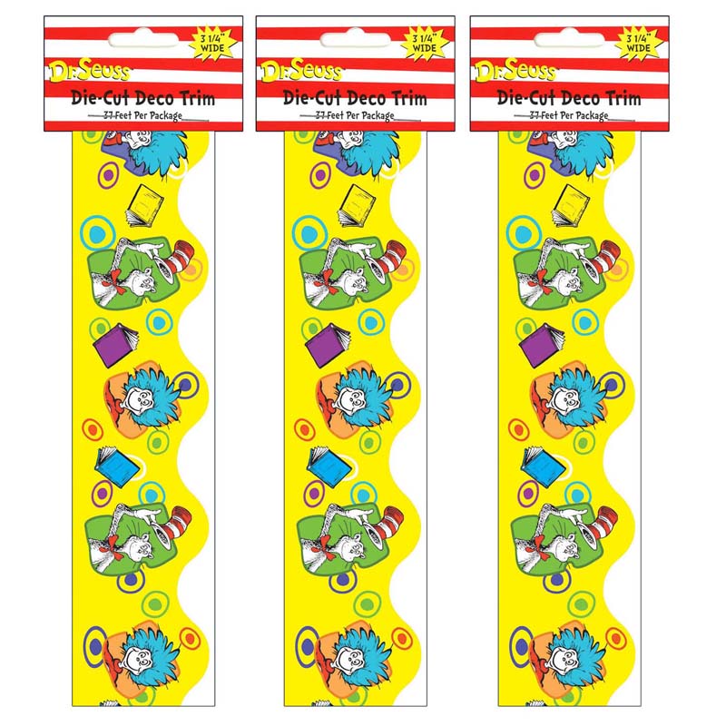 Dr. Seuss™ Yellow Extra Wide Die Cut Deco Trim®, 37 Feet Per Pack, 3 Packs