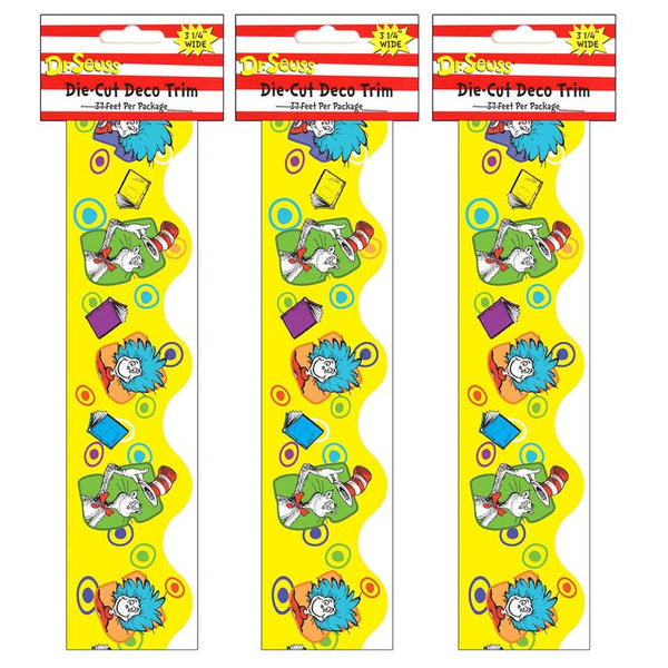 Dr. Seuss™ Yellow Extra Wide Die Cut Deco Trim®, 37 Feet Per Pack, 3 Packs